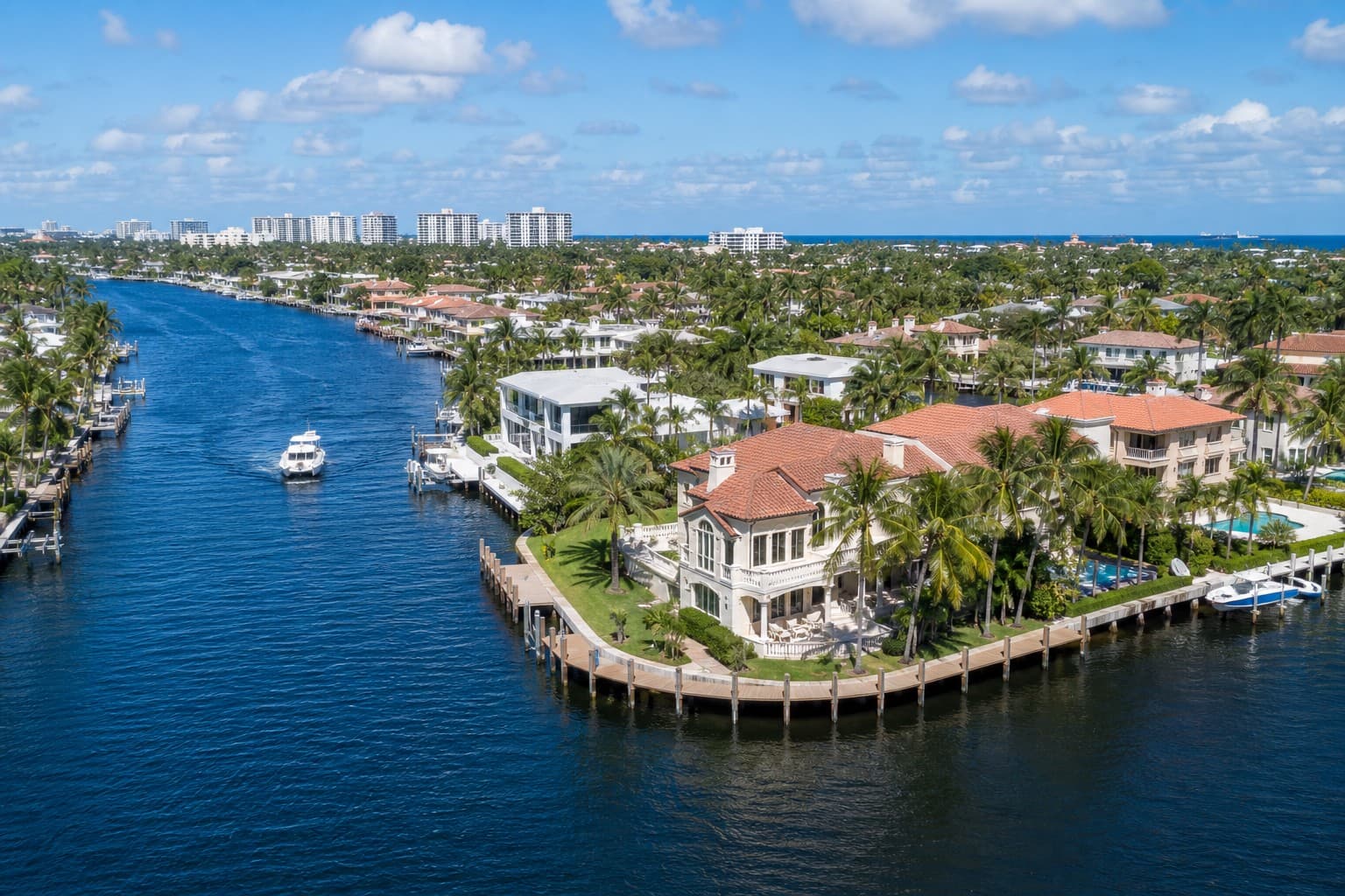 Boynton Beach Florida waterfront homes along a canal