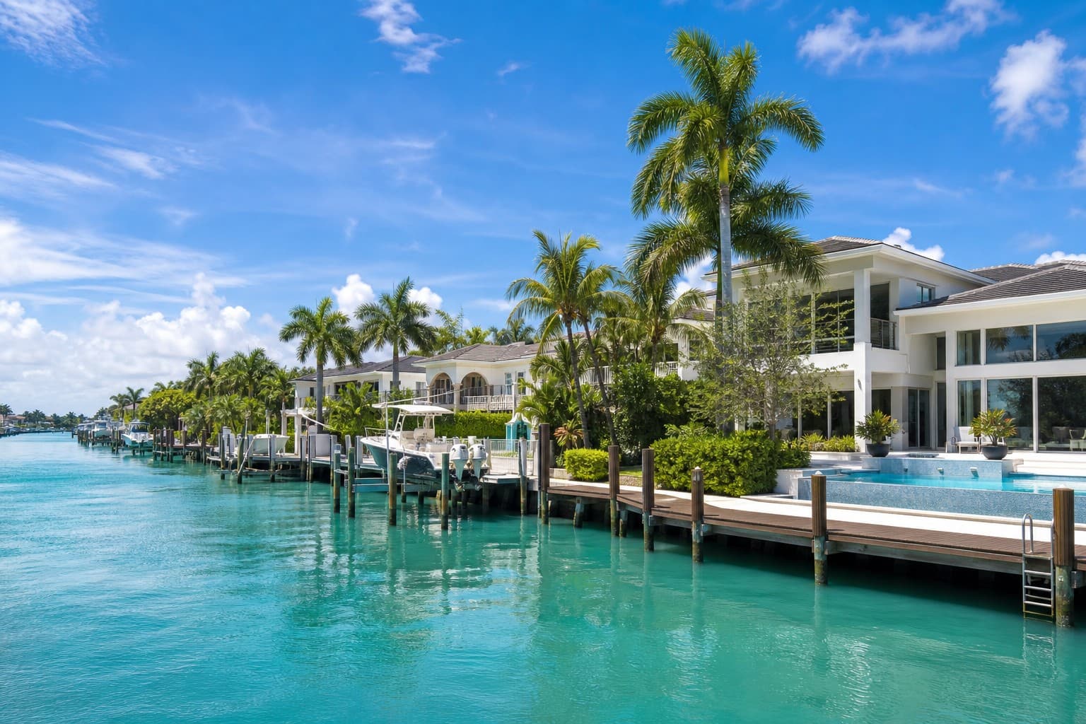 Boynton Beach Florida waterfront homes along a sunny canal